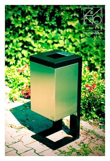 Modern outdoor litter bin- available in stainless steel and carbon steel