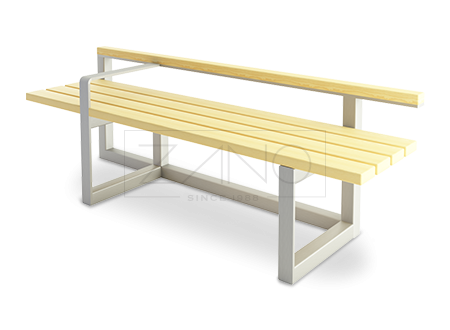 02.431 Versi bench is an original and functional wooden seating with metal construction