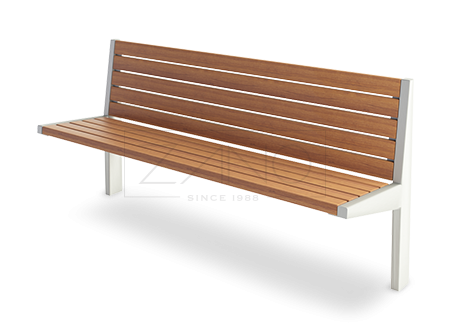Amicus- metal bench with backs and wooden seating section