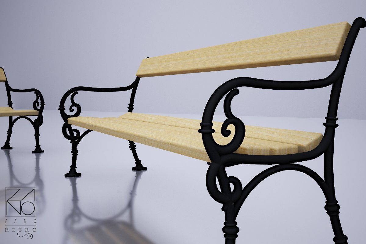 Cast iron benches with back- retro style model