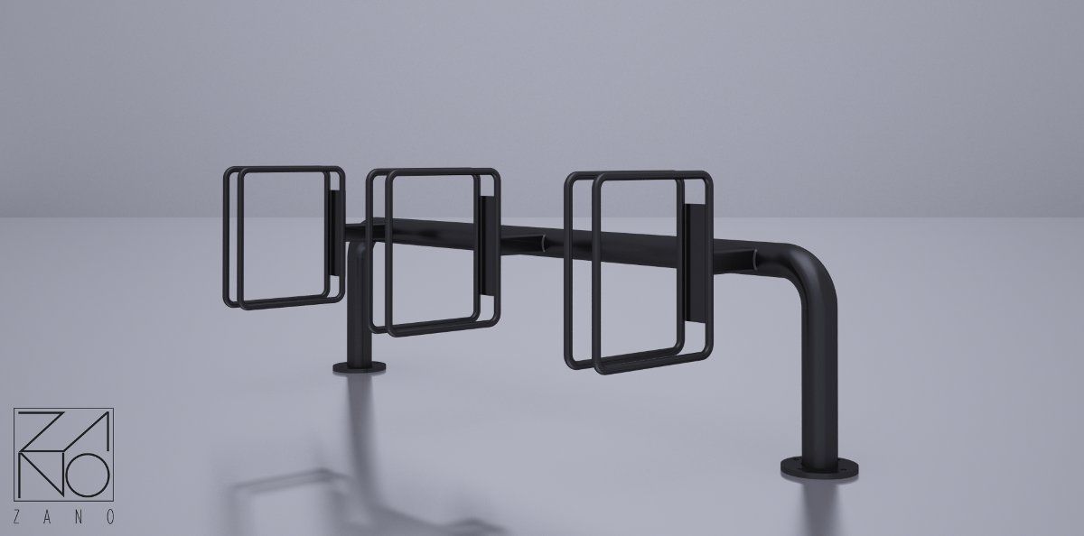 Bicycle rack with special places for three bicycles