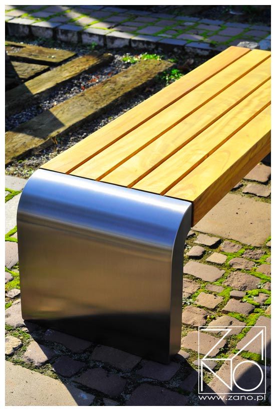 Gravis bench- stainless steel construction and wooden decorations