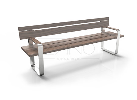 Modern outdoor bench with backrest