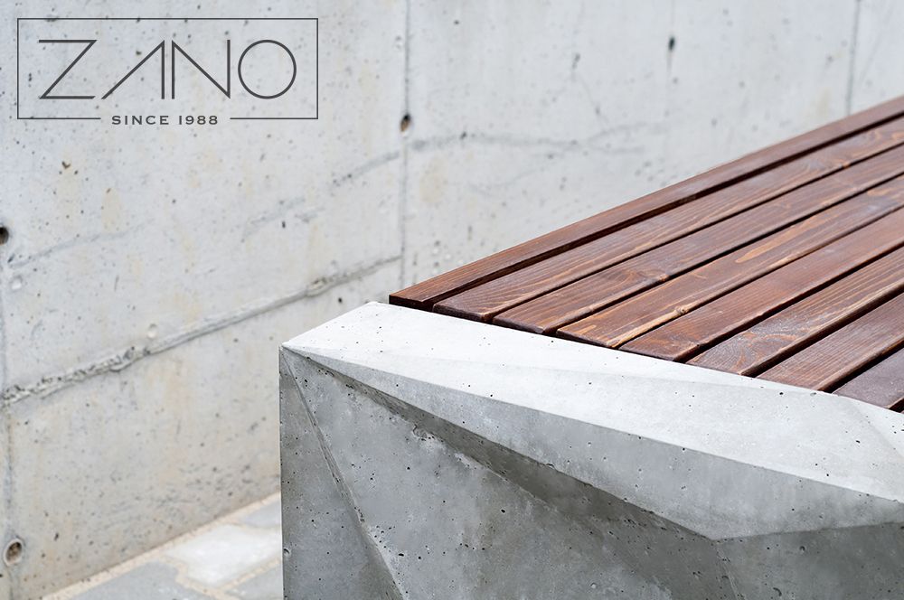 Modern style urban Trigono bench -made of decorative concrete