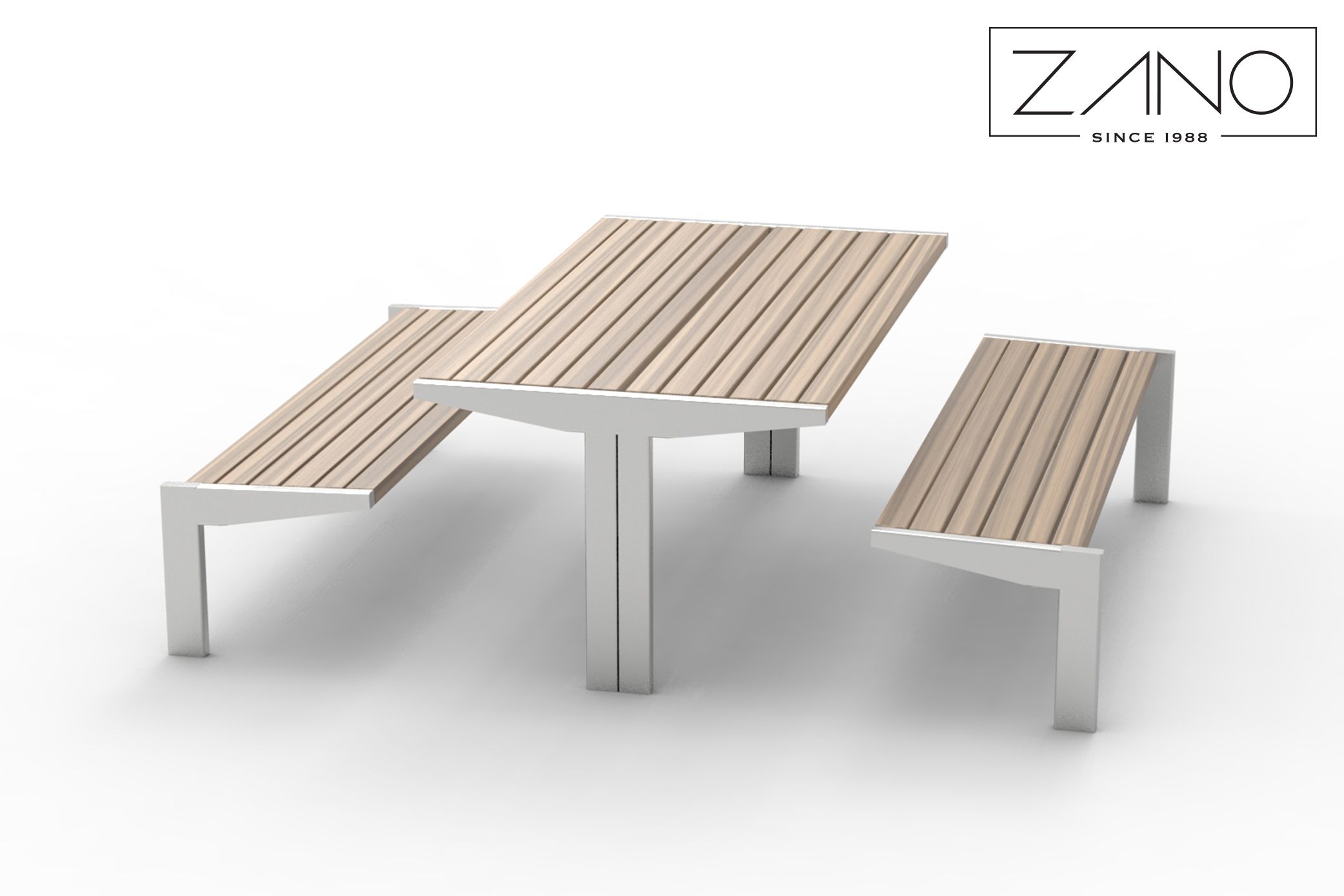 Stainless steel table with benches for cities and parks