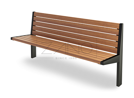 Amicus bench made of carbon steel and exotic wood