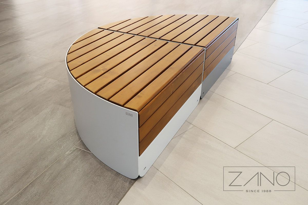 Outdoor bench made of steel painted RAL and natural wood | made by ZANO Street Furniture