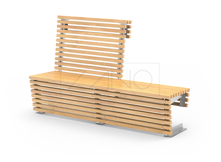 Flash is a modular long wooden bench with a back and additional seating section