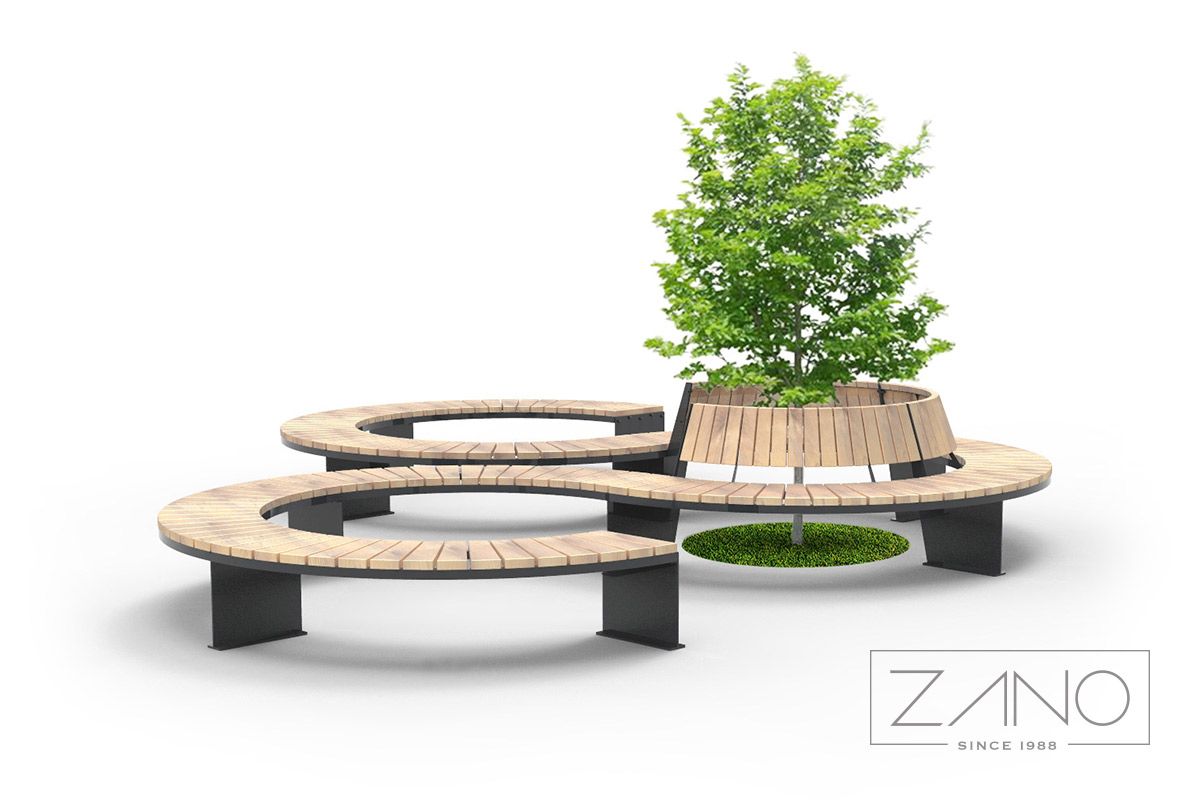 Circle city bench around tree by ZANO Street Furniture