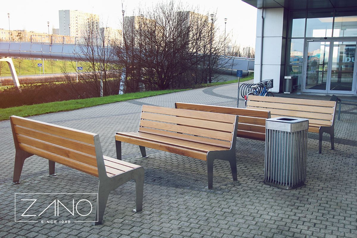 Stainless steel litter bins and exclusive modern benches