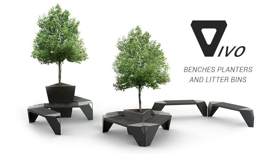 IVO benches and litterbins, planters | ZANO Street Furniture