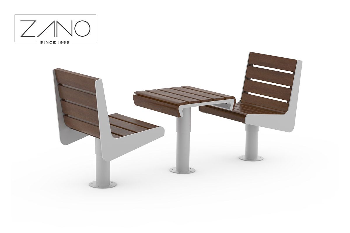Swivel chair made of stainless steel and wood | ZANO Street furniture