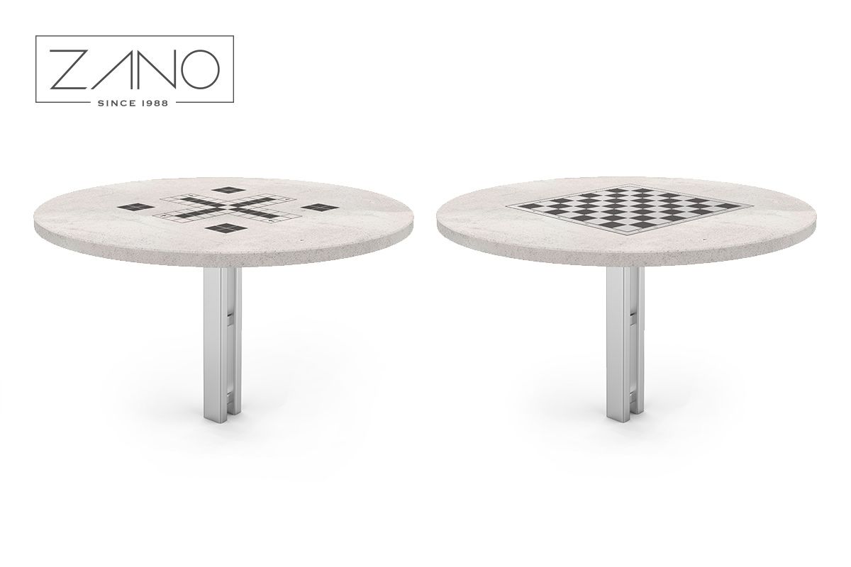 Park's furniture | Chess table, ludo table made of stainless steel and concrete tabletop