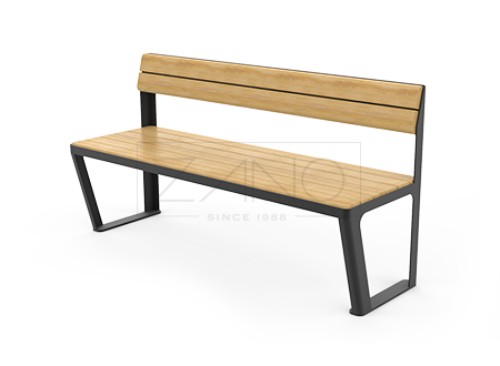 Modern designed street bench made of steel and wood
