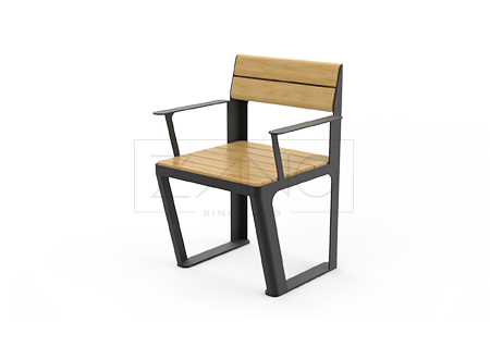 Outdorr single seat made of carbon steel painted black