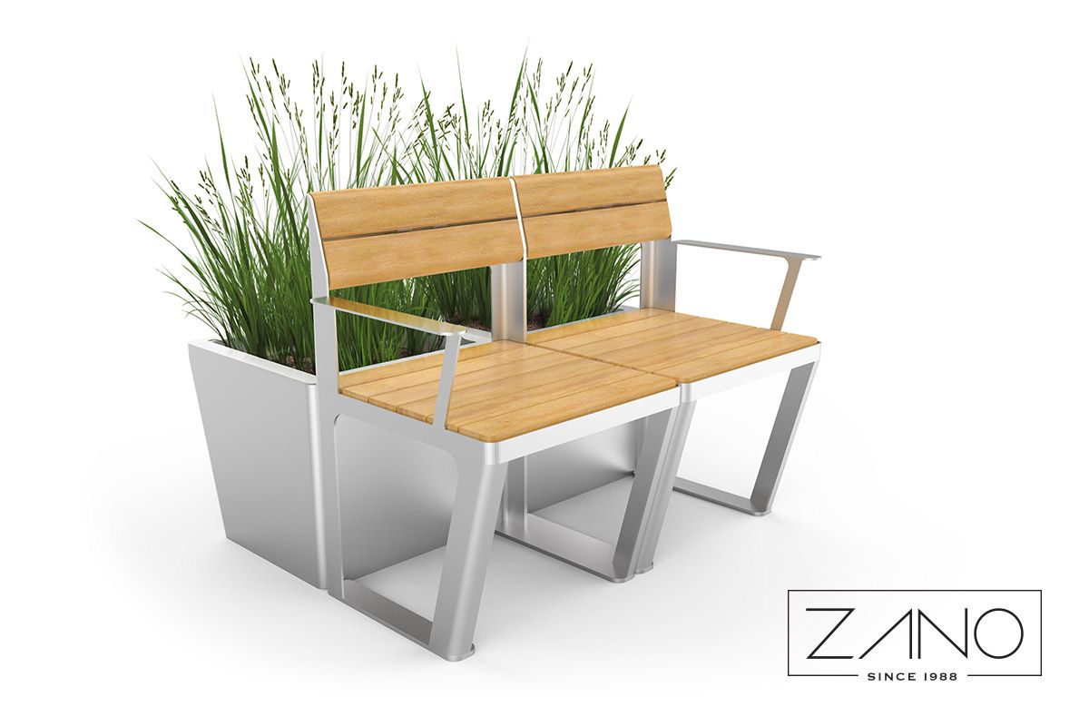 Outdoor street furniture made of stainless steel and wood