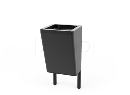 City litter bin made of carbon steel, painted RAL 9005 colour