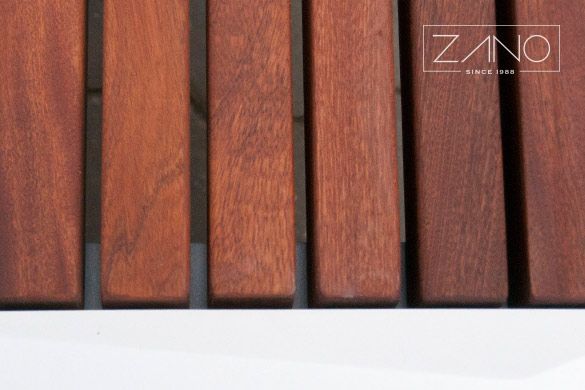 Oiled sapele wood in street bench