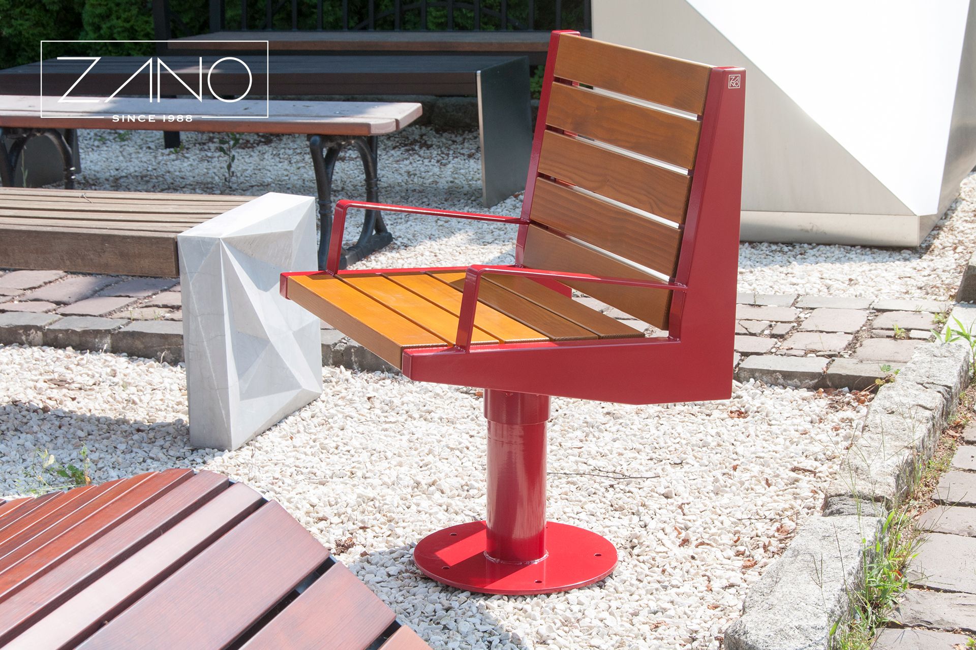 Outdoor rotary chair made of steel painted ral 3003