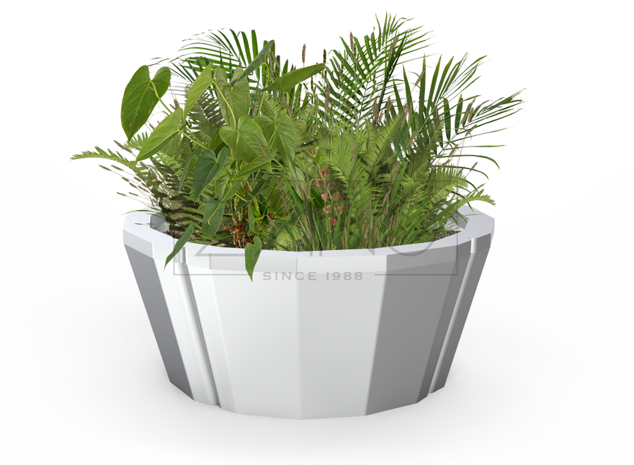 Outdoor round planter made of stainless steel