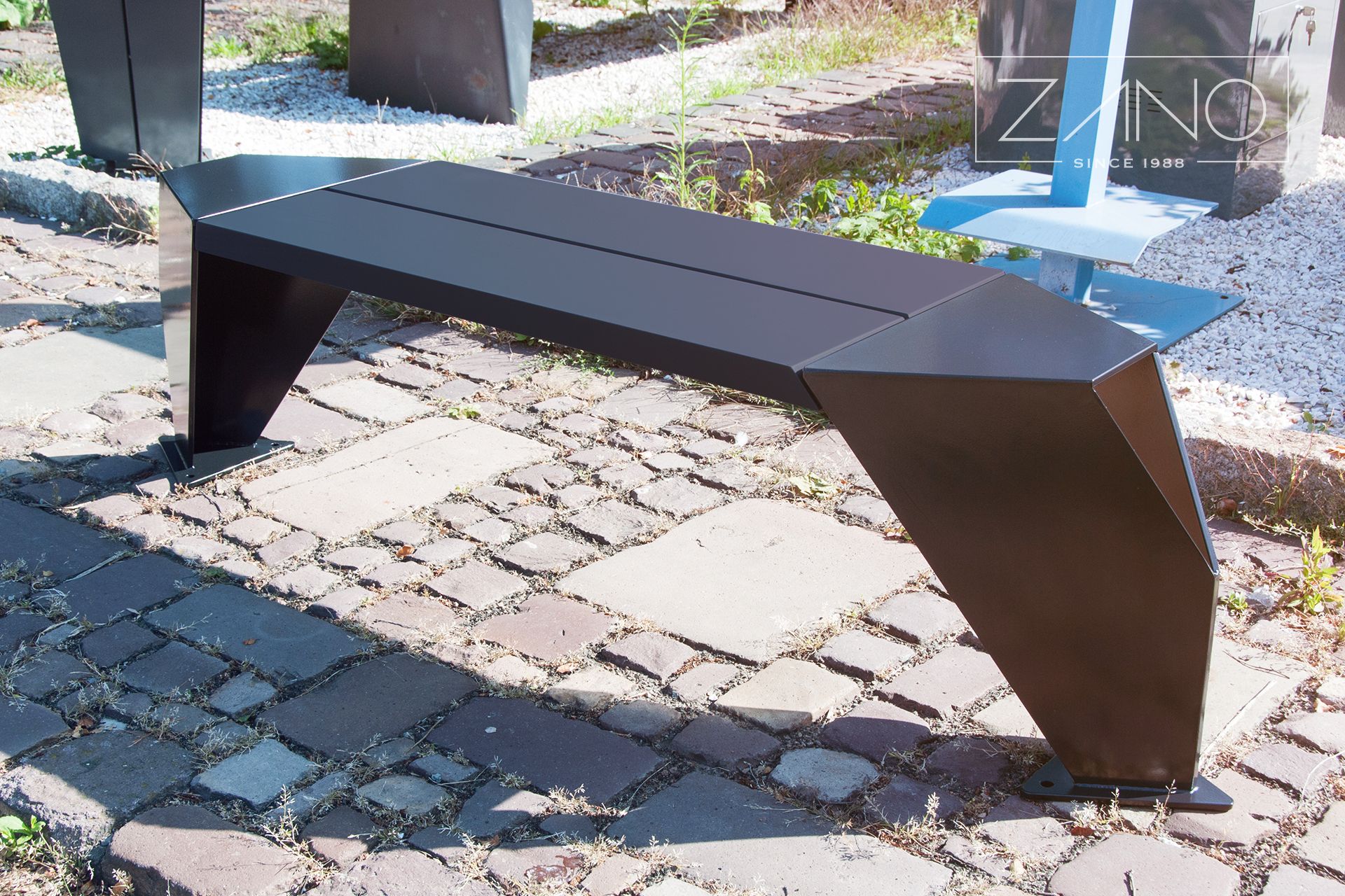 Street bench IVO 02.445 made of powder coated carbon steel