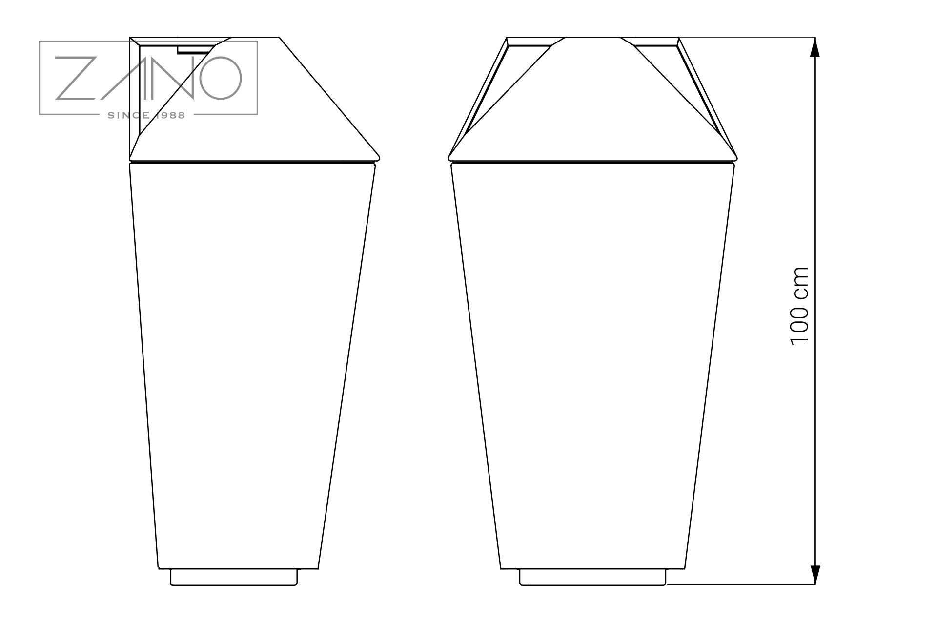 Litter bin with ashtay IVO dimensions