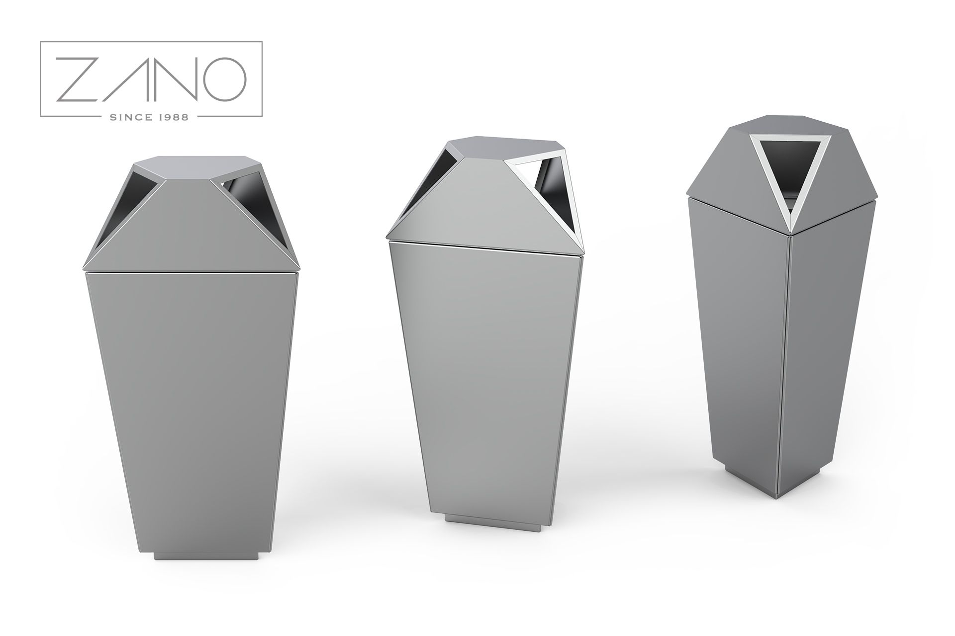 Litter bin IVO made of stainless steel | ZANO Street furniture