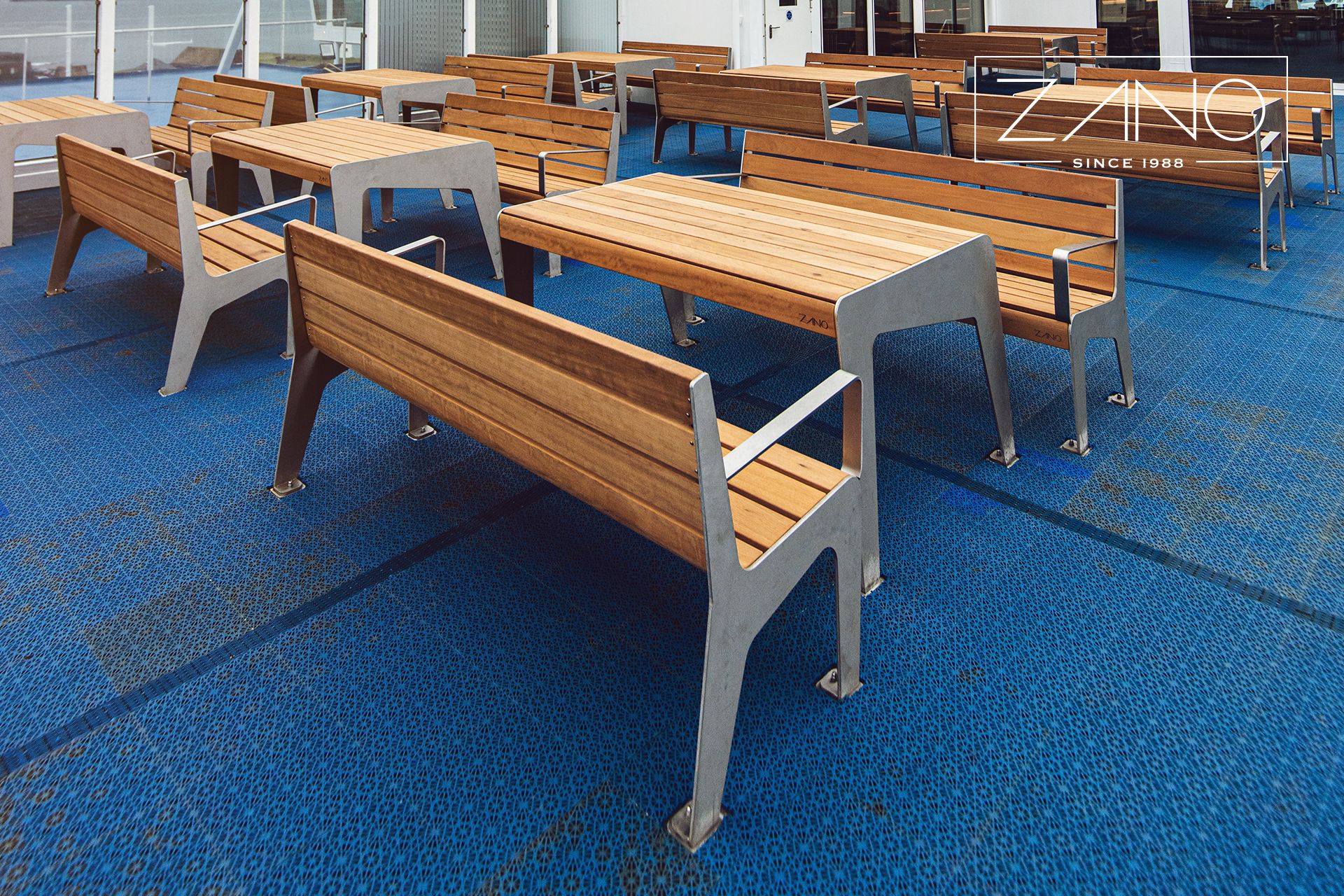 Benches on the ship's deck