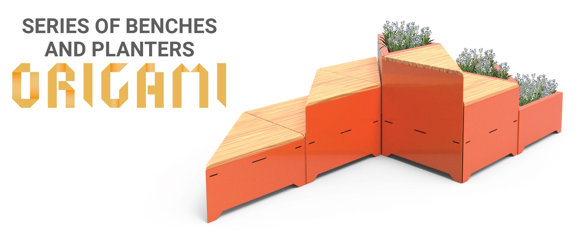 Series of benches and planters Origami by ZANO Street Furniture