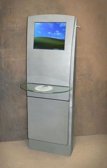 Modern multimedia kiosks made of steel.