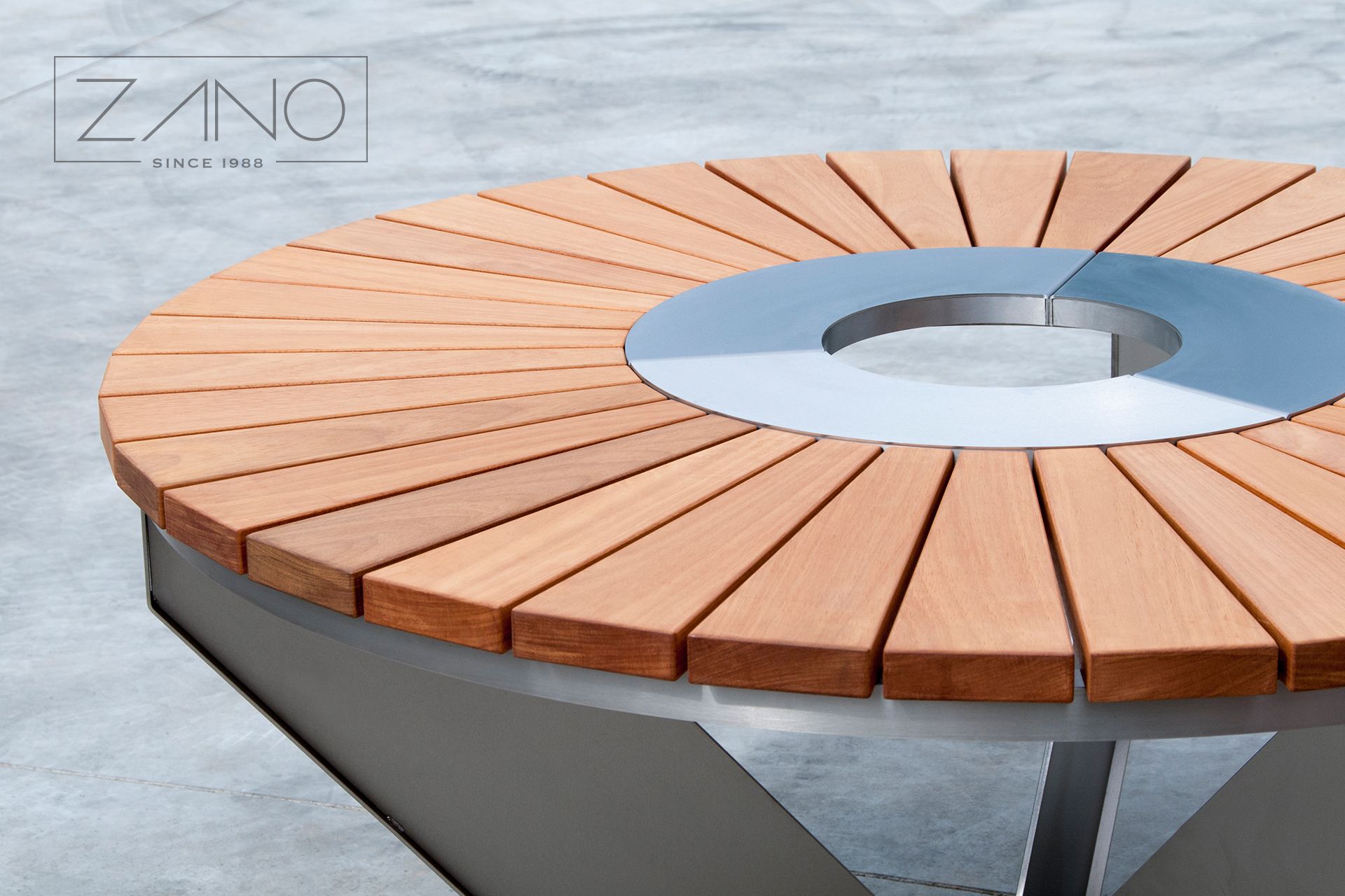 Park table Domino - stainless steel hardwood tauari