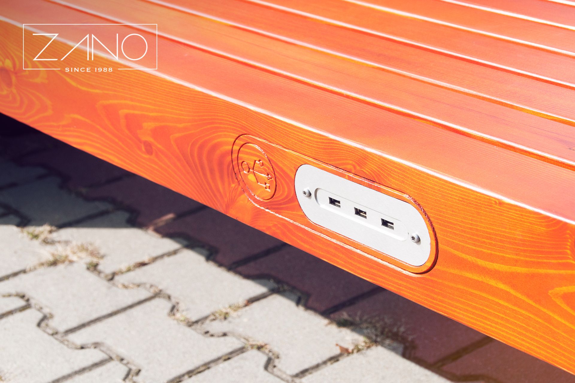 Bench with USB charging ports