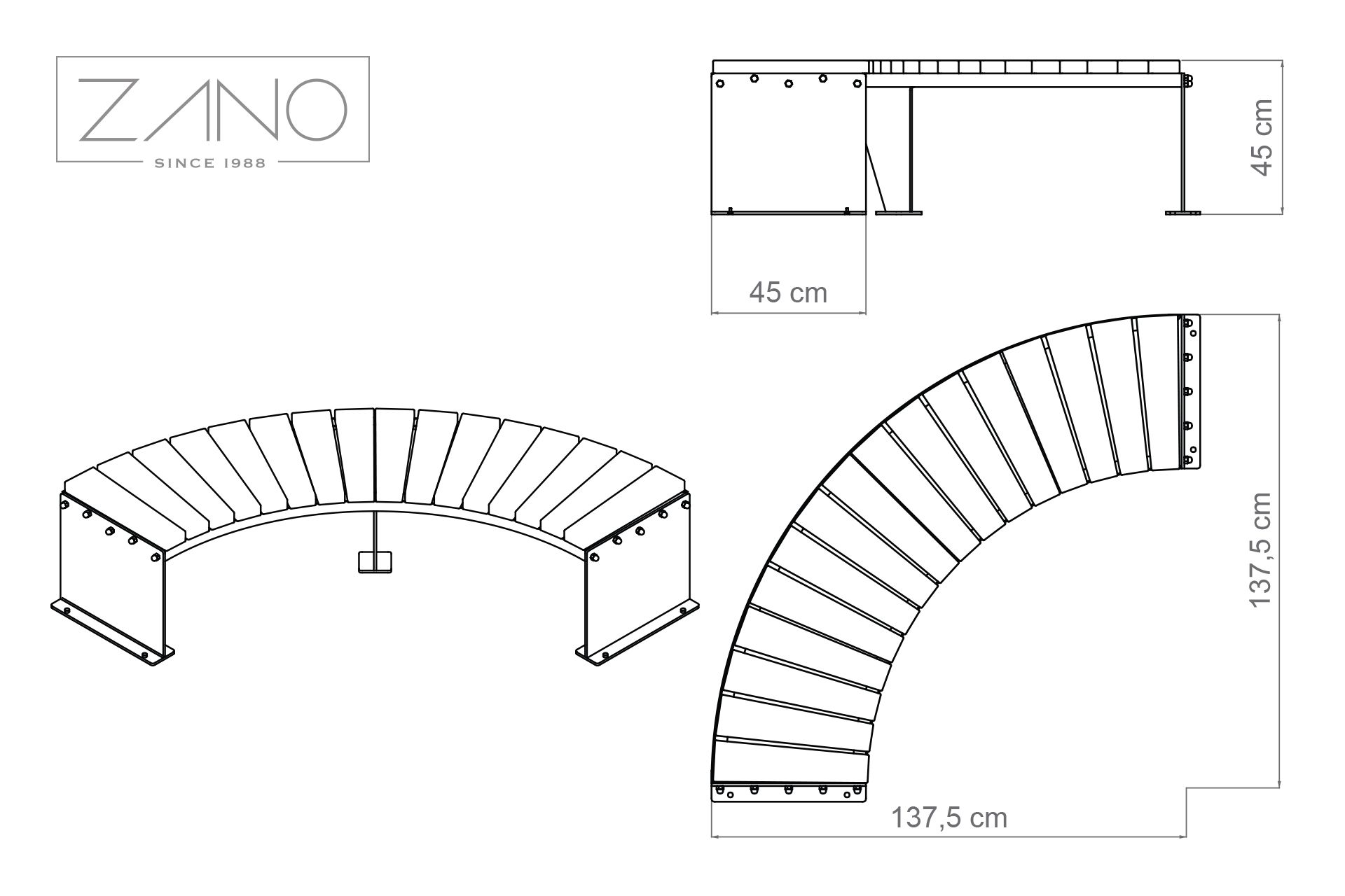 Domino 90 bench 02.440.1 | dimensions