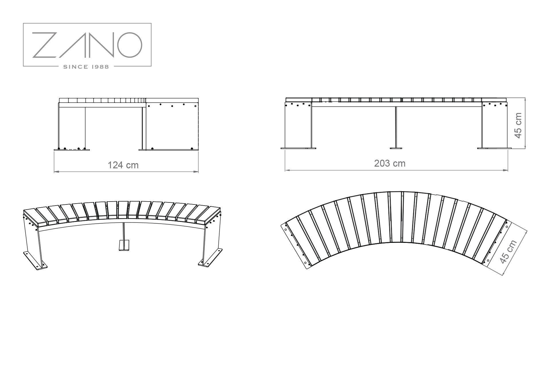 Domino 60 benches 02.440.2 | dimensions