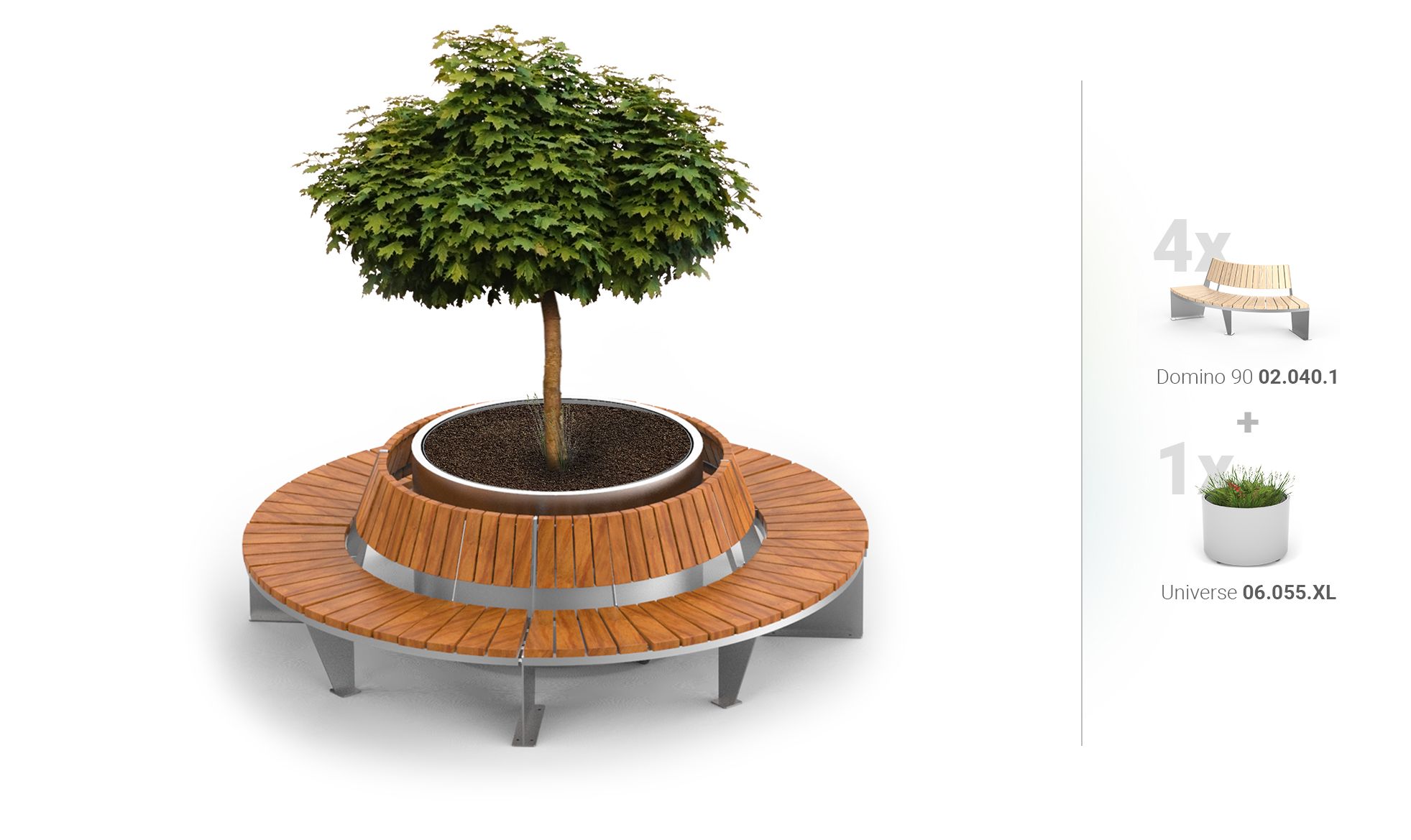 Round bench with tree pot