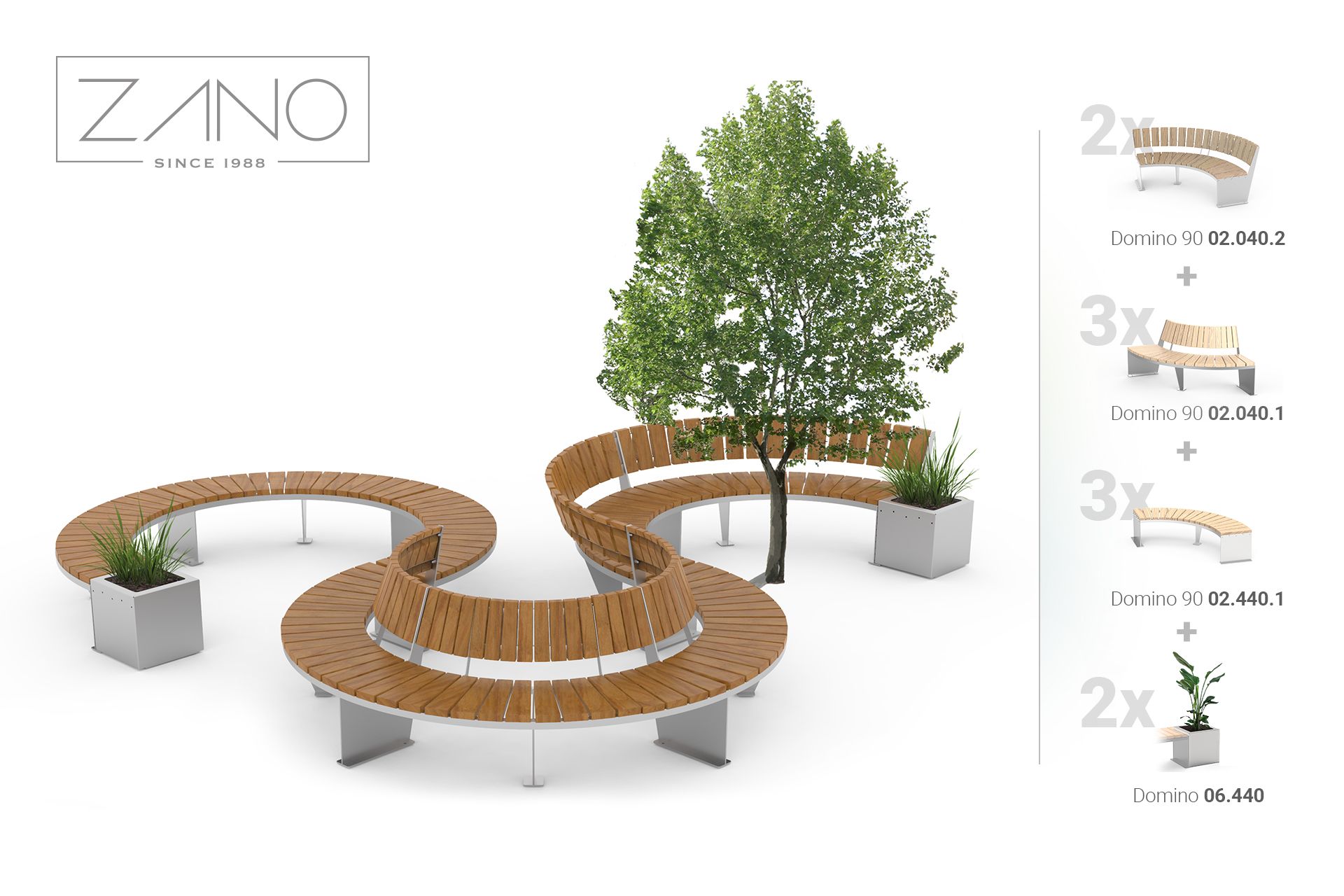 Combination of benches and planters Domino | Planter 06.440