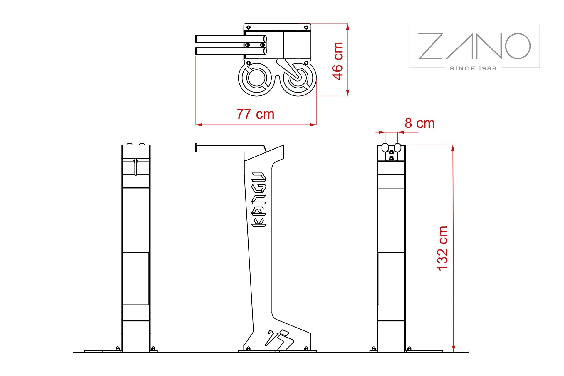 Dimensions of Kangu bicycle repair station 18.004