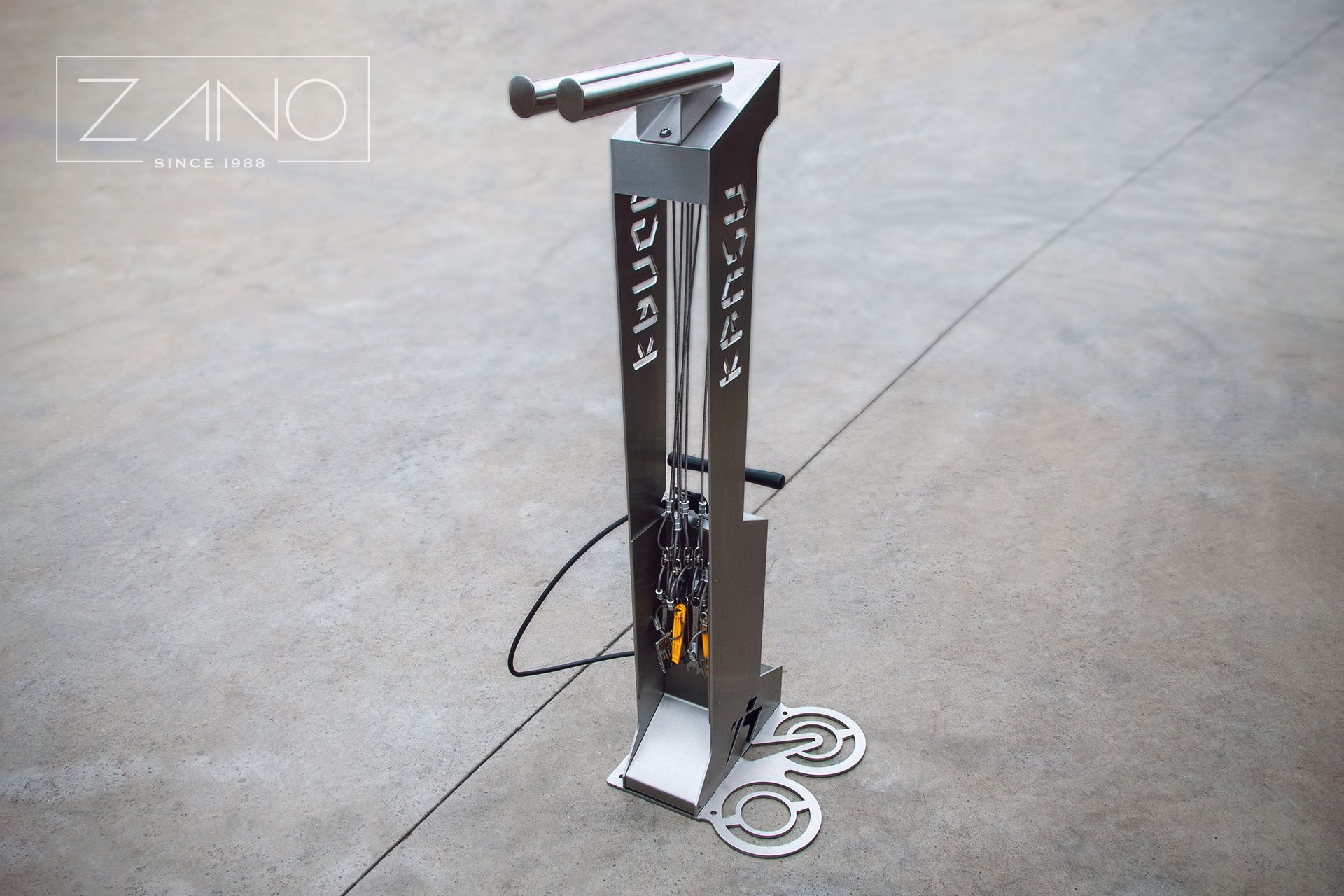 Kangu bike repair station with floor pump