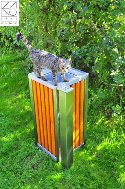 stainless steel litter bin with ashtray